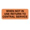 Nevs When not in Use Return to Central Service 7/8"x2-1/4" Flr Orange w/Blk CS-9380 - alternate 1